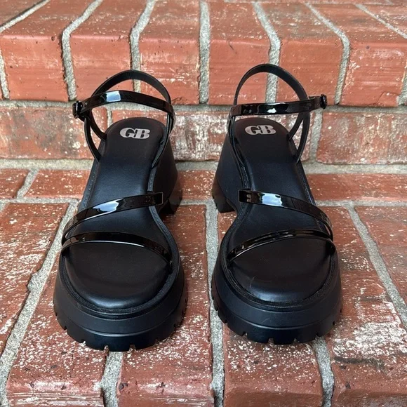 Gianni Bini GB Wildchild Black Platform Sandals Lug Sole Women's Size 7.5 - Picture 2 of 9